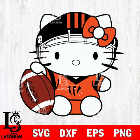 Cincinnati Bengals Cute Hello Kitty Football 5 Svg Eps Dxf Png File, NFL svg, Digital Download, Instant Download