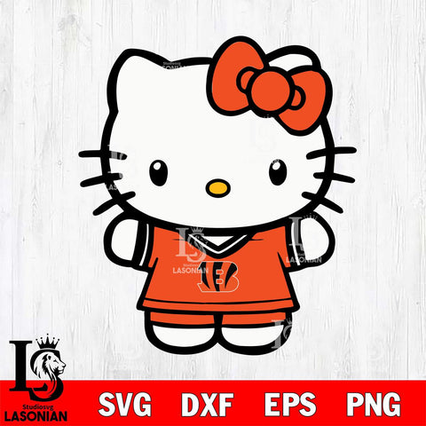 Cincinnati Bengals Cute Hello Kitty Football 6 Svg Eps Dxf Png File, NFL svg, Digital Download, Instant Download
