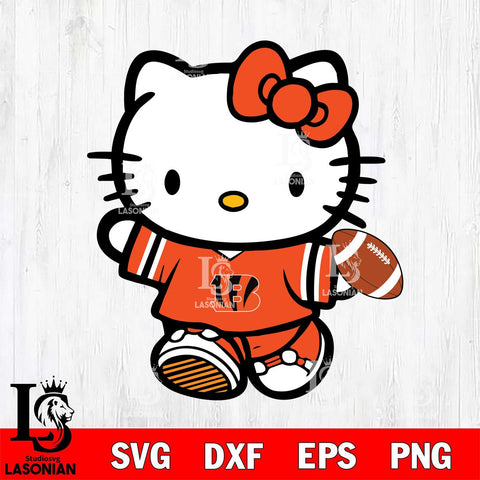 Cincinnati Bengals Cute Hello Kitty Football 7 Svg Eps Dxf Png File, NFL svg, Digital Download, Instant Download