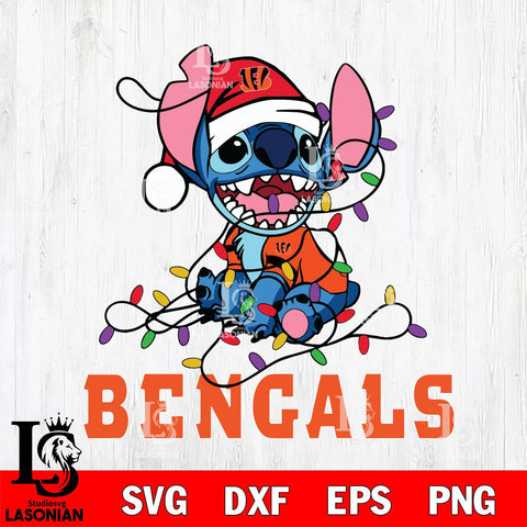 Cincinnati Bengals Cute Stitch Christmas Svg