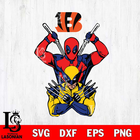 Cincinnati Bengals Deadpool Wolverine 2 Svg Eps Dxf Png File, Digital Download, Instant Download