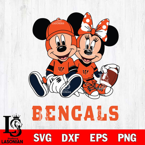 Cincinnati Bengals Disney Mickey And Minnie Football Svg Eps Dxf Png File, NFL svg , Digital Download , Instant Download, Cricut File