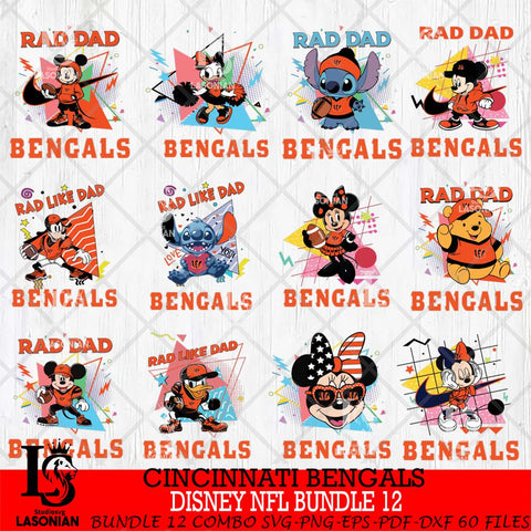 Cincinnati Bengals Disney Rad Dad NFL Bundle 12 SVG DXF EPS PNG FILE, Father day File Cut,Digital Download,Instant Download,Disney Svg Files