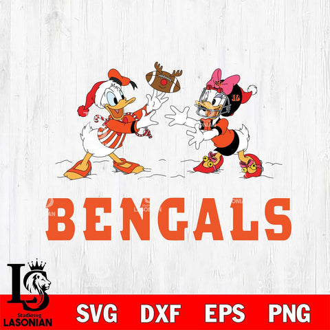 Cincinnati Bengals Donald Duck & Daisy Duck Football Cricut,Christmas SVG DXF EPS PNG FILE, Digital Download,Instant Download, Silhouette