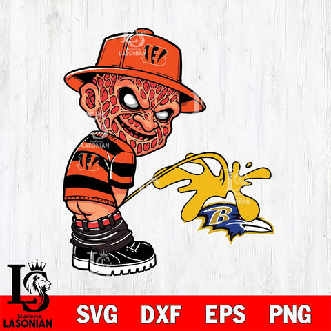 Cincinnati Bengals Freddy Krueger Piss On Baltimore Ravens Svg Eps Dxf Png File, Digital Download, Instant Download
