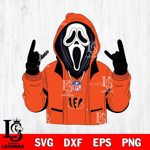 Cincinnati Bengals Ghostface Scream Football Halloween Svg Eps Dxf Png File, Digital Download, Instant Download