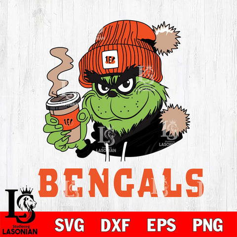 Cincinnati Bengals Grinch Cofffe Hoodie Svg Eps Dxf Png File,Cricut svg files, Digital Download, Instant Download