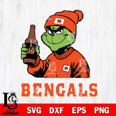 Cincinnati Bengals Grinch Drinking Beer Christmas Svg Eps Dxf Png File,Cricut svg files, Digital Download, Instant Download