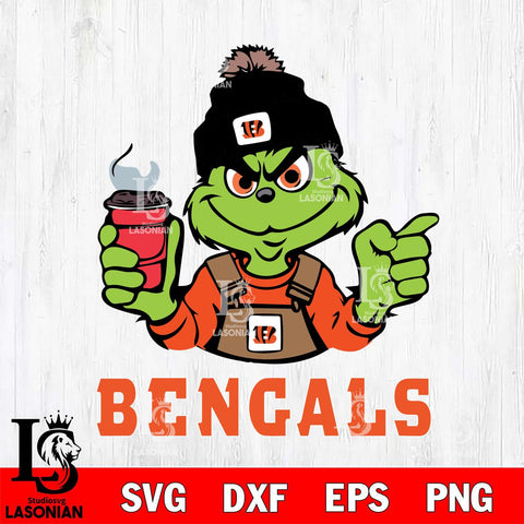 Cincinnati Bengals Grinch with coffee Svg Eps Dxf Png File, Digital Download, Instant Download