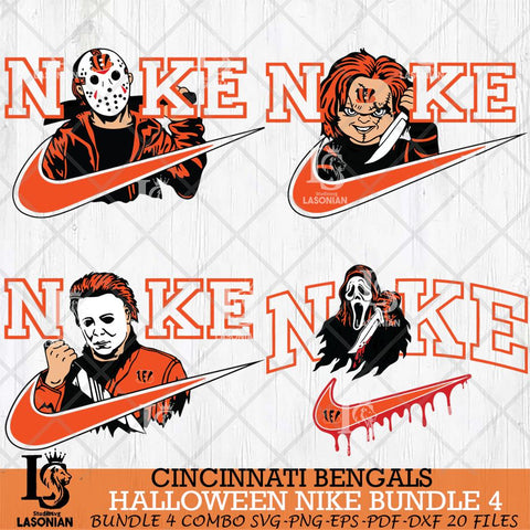 Cincinnati Bengals Halloween NFL Bundle 4 Svg Eps Dxf Png File, Digital Download, Instant Download