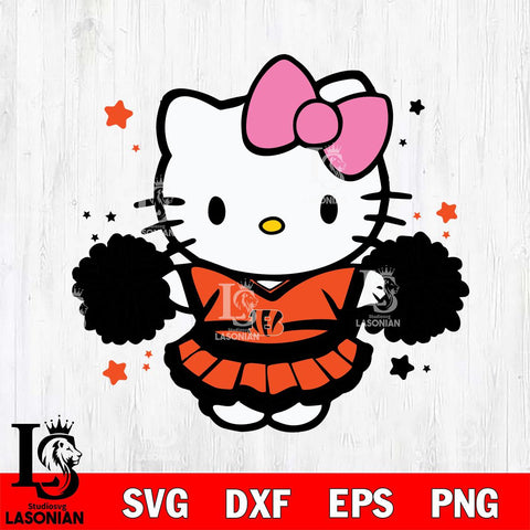 Cincinnati Bengals Hello Kitty Cheerleader 10 Svg Eps Dxf Png File, Digital Download, Instant Download