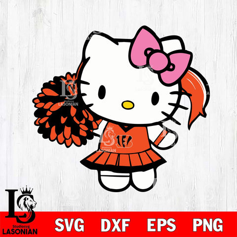 Cincinnati Bengals Hello Kitty Cheerleader 12 Svg Eps Dxf Png File, Digital Download, Instant Download