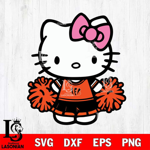 Cincinnati Bengals Hello Kitty Cheerleader 2 Svg Eps Dxf Png File, Digital Download, Instant Download