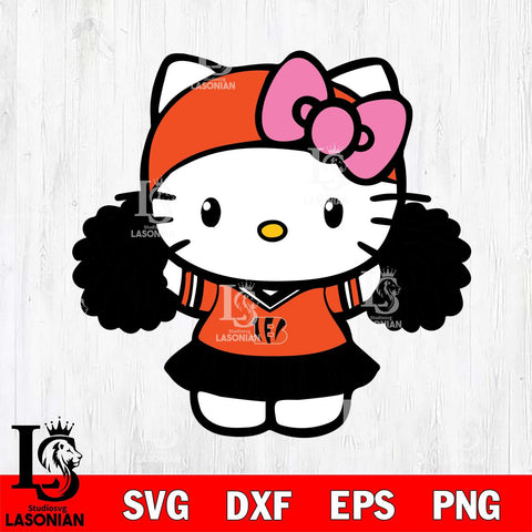 Cincinnati Bengals Hello Kitty Cheerleader 5 Svg Eps Dxf Png File, Digital Download, Instant Download
