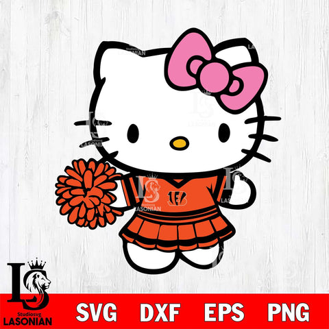 Cincinnati Bengals Hello Kitty Cheerleader 8 Svg Eps Dxf Png File, Digital Download, Instant Download