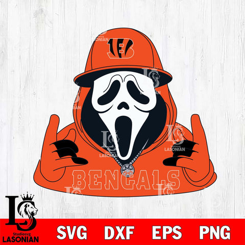 Cincinnati Bengals Horror Character Ghostface Sport Svg Eps Dxf Png File, Digital Download, Instant Download