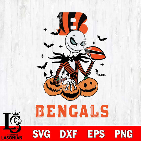 Cincinnati Bengals Jack Skellington 2 halloween Svg Eps Dxf Png File, Digital Download, Instant Download