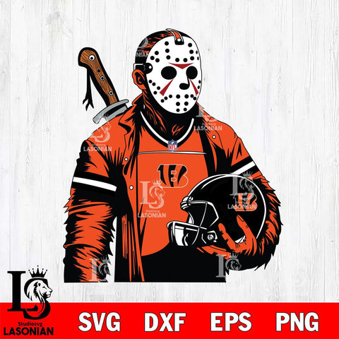 Cincinnati Bengals Jason Voorhees Horror 2 Svg Eps Dxf Png File, NFL svg, Digital Download, Instant Download