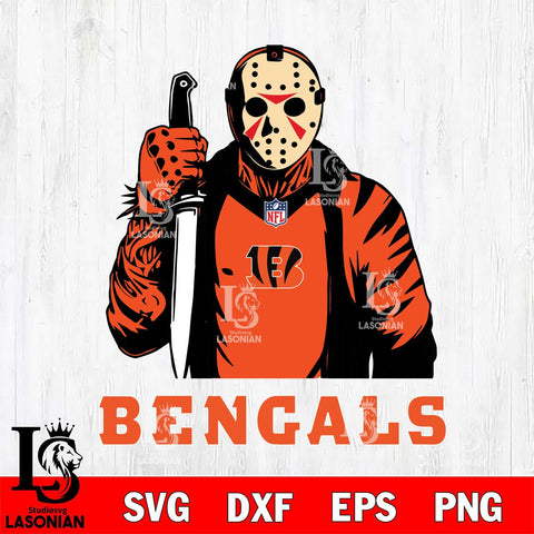 Cincinnati Bengals Jason Voorhees Horror 3 Svg Eps Dxf Png File, NFL svg, Digital Download, Instant Download