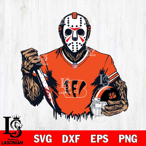 Cincinnati Bengals Jason Voorhees Horror 5 Svg Eps Dxf Png File, NFL svg, Digital Download, Instant Download