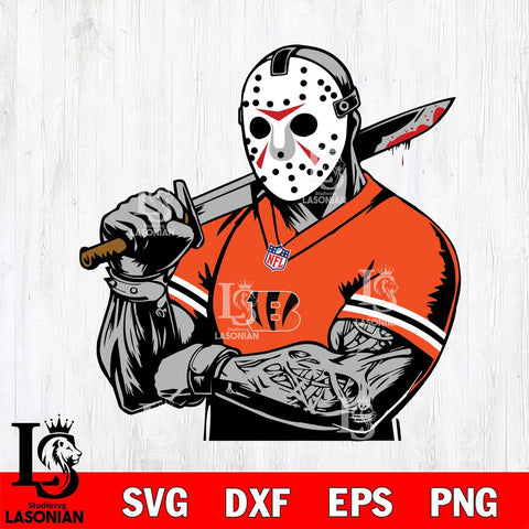 Cincinnati Bengals Jason Voorhees Horror 6 Svg Eps Dxf Png File, NFL svg, Digital Download, Instant Download