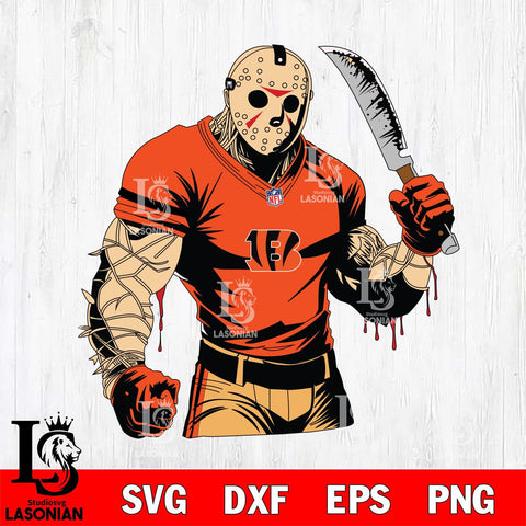 Cincinnati Bengals Jason Voorhees Horror 8 Svg Eps Dxf Png File, NFL svg, Digital Download, Instant Download