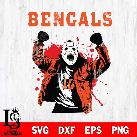 Cincinnati Bengals Jason Voorhees Horror Halloween 3 Svg Eps Dxf Png File, Digital Download, Instant Download