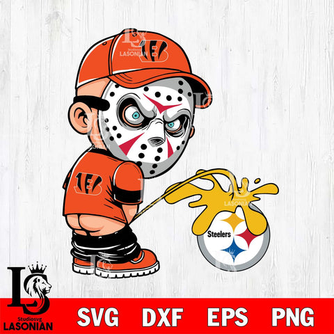 Cincinnati Bengals Jason Voorhees Piss On Pittsburgh Steelers Svg Eps Dxf Png File, Digital Download, Instant Download