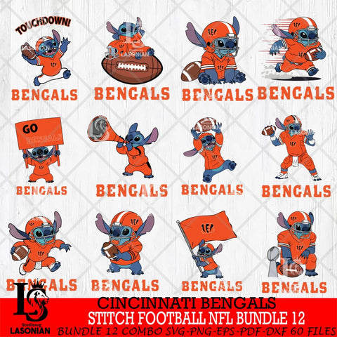 Cincinnati Bengals Lilo and stitch Football NFL Bundle 12 SVG DXF EPS PNG FILE, NFL File Cut, Digital Download,Instant Download, Silhouette, Cricut