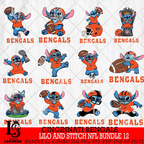 Cincinnati Bengals Lilo and stitch Sport NFL Bundle 12 SVG DXF EPS PNG FILE,Bundle Stitch File Cut,NFL Digital Download,Instant Download, Silhouette