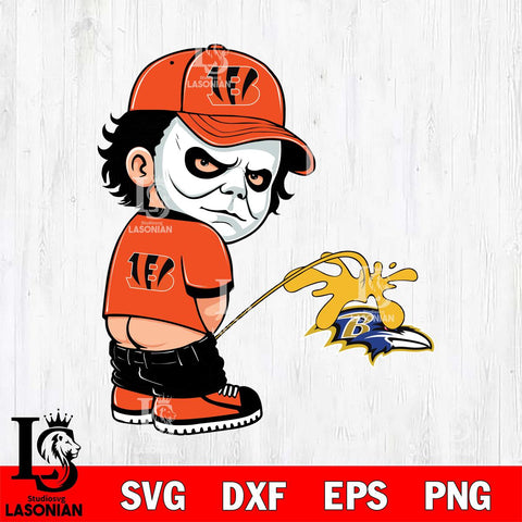 Cincinnati Bengals Michael Myers Piss On Baltimore Ravens Svg Eps Dxf Png File, Digital Download, Instant Download