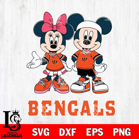 Cincinnati Bengals Mickey And Minnie Football Svg Eps Dxf Png File, NFL svg , Digital Download , Instant Download, Cricut File