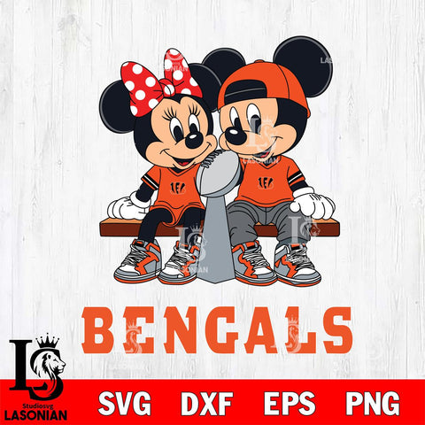 Cincinnati Bengals Mickey And Minnie Football Champions Svg Eps Dxf Png File, NFL svg , Digital Download , Instant Download, Cricut File