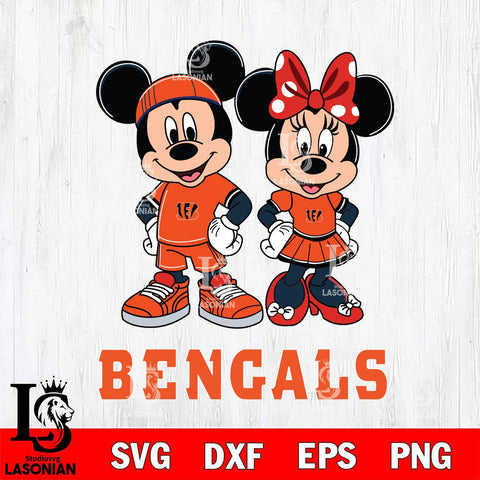 Cincinnati Bengals Mickey And Minnie Rugby Svg Eps Dxf Png File, NFL svg , Digital Download , Instant Download, Cricut File