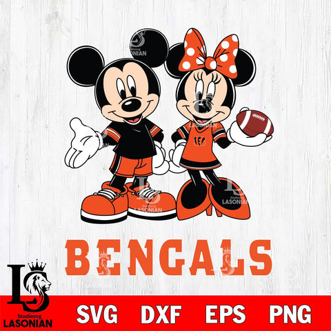 Cincinnati Bengals Mickey Minnie Football Svg Eps Dxf Png File, NFL svg , Digital Download , Instant Download, Cricut File