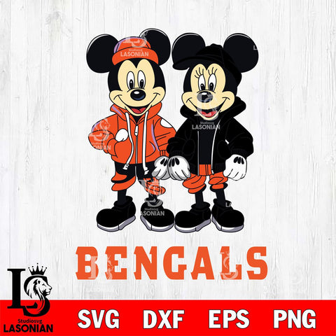 Cincinnati Bengals Mickey Minnie Mouse Football Svg Eps Dxf Png File, Bundle NFl svg , File Cut , Digital Download , Instant Download, Laser Cut Svg Files