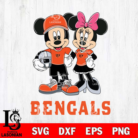 Cincinnati Bengals Mickey Minnie Mouse Helmet Svg Eps Dxf Png File, Bundle NFl svg , File Cut , Digital Download , Instant Download, Laser Cut Svg Files