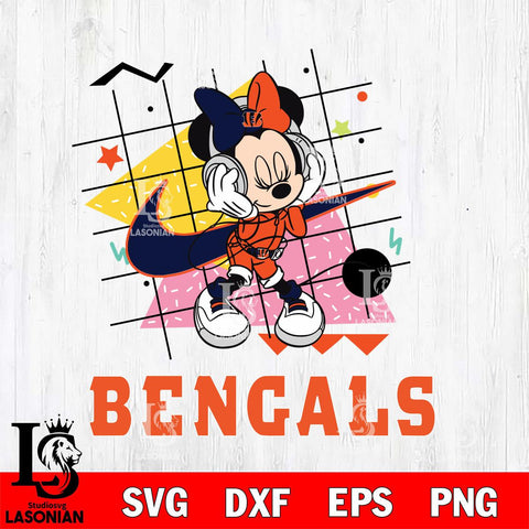 Cincinnati Bengals Minnie Mouse Dancing SVG DXF EPS PNG FILE, Disney Father day File Cut,Digital Download,Instant Download,Disney Svg Files