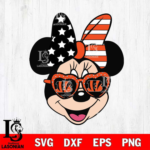 Cincinnati Bengals Minnie Mouse Love Svg Eps Dxf Png File, Digital Download, Instant Download