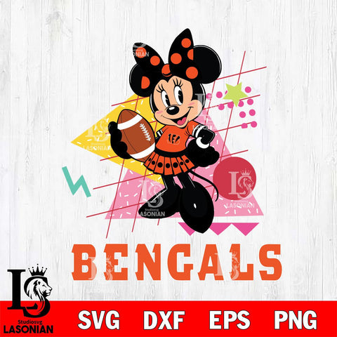 Cincinnati Bengals Minnie Mouse Sport SVG DXF EPS PNG FILE, Disney Father day File Cut,Digital Download,Instant Download,Disney Svg Files