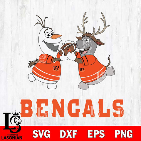 Cincinnati Bengals Olaf & Sven Football Cricut,Christmas SVG DXF EPS PNG FILE, Digital Download,Instant Download, Silhouette