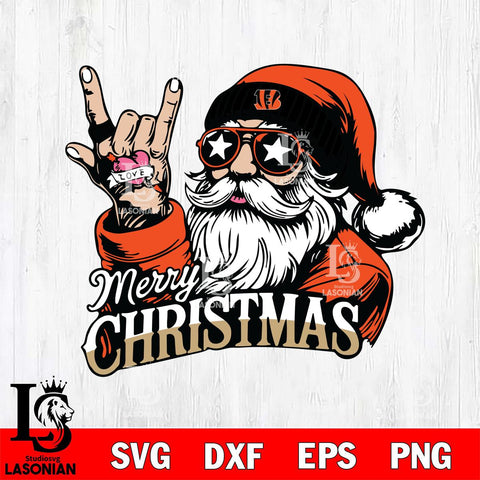 Cincinnati Bengals Rock Santa Claus Football Svg Eps Dxf Png File,NFL Svg Files,Digital Download,Sublimation,Instant Download