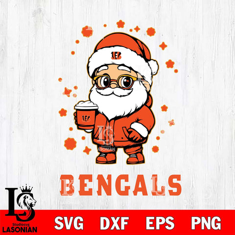 Cincinnati Bengals Santa Claus Coffe Svg Eps Dxf Png File,NFL Svg Files,Digital Download,Sublimation,Instant Download