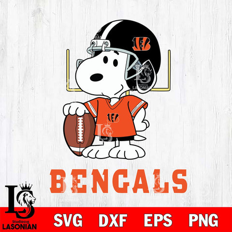 Cincinnati Bengals Snoopy Player Football SVG DXF EPS PNG FILE,Snoopy File Cut, Nfl Digital Download,Instant Download, Silhouette
