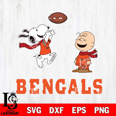 Cincinnati Bengals Snoopy & Charlie Brown Football Cricut,Christmas SVG DXF EPS PNG FILE, Digital Download,Instant Download, Silhouette