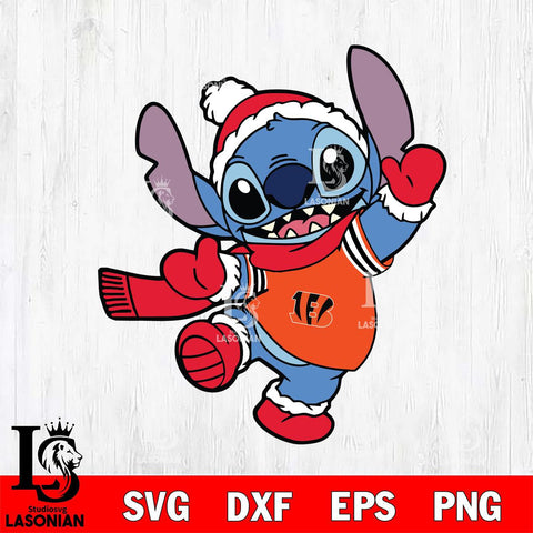 Cincinnati Bengals Stitch Disney Christmas Svg Eps Dxf Png File, Digital Download, Instant Download