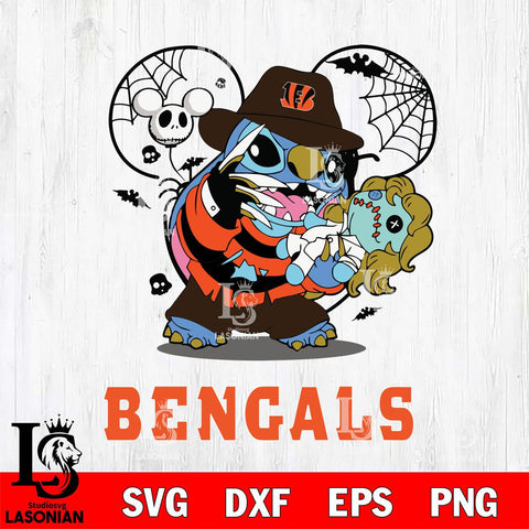 Cincinnati Bengals Stitch Freddy Krueger Halloween Svg Eps Dxf Png File, Digital Download, Instant Download