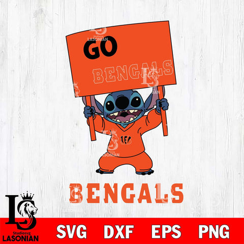 Cincinnati Bengals Stitch Go cheer SVG DXF EPS PNG FILE, NFL File Cut, Digital Download,Instant Download, Silhouette, Cricut