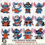 Cincinnati Bengals Stitch Horror Bundle 12 SVG Eps Dxf Png File, Bundle NFL svg, Digital Download, Instant Download