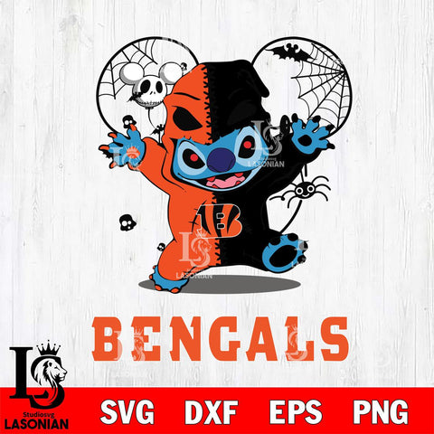 Cincinnati Bengals Stitch Horror Halloween 2 Svg Eps Dxf Png File, Digital Download, Instant Download